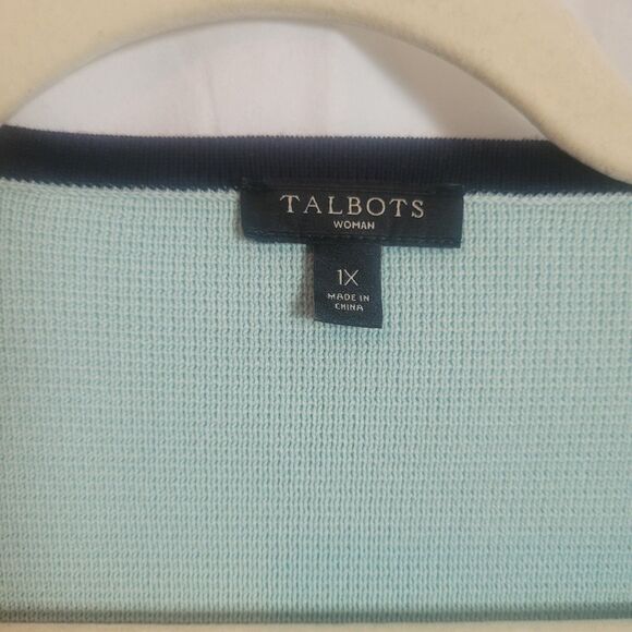 Talbots Knit Sweater Blazer Cardigan Women's Size 1X Light Blue Career Office - Picture 7 of 11